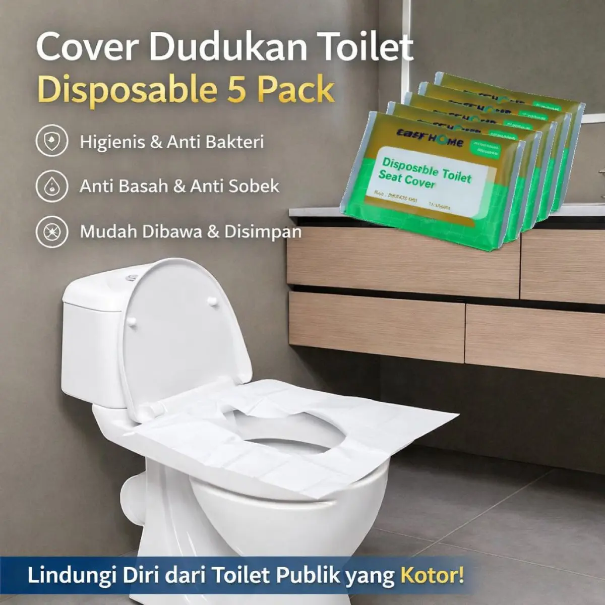 Cover Dudukan Toilet Disposable Seat Cover 5 Pack - IF1