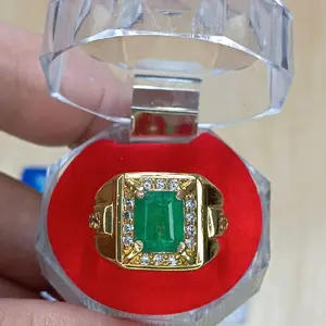 CINCIN PERAK BATU PERMATA ZAMRUD ASLI COLOMBIA NATURAL SIAP PAKAI