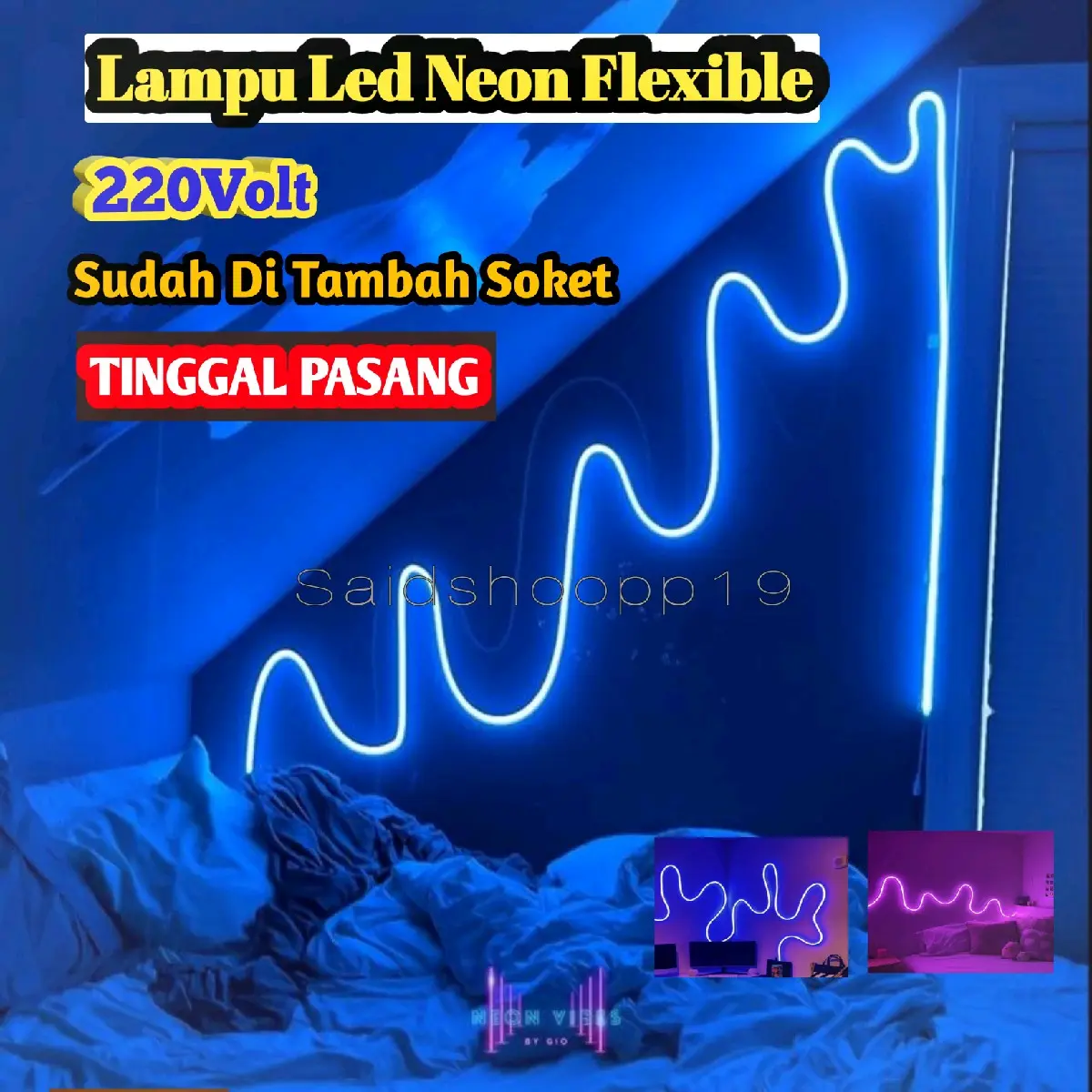 Lampu Hias Detak Jantung 1.2.3.4.5 Meter Lampu Led Neon Flex220volt Sudah di pasang soket
