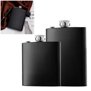 BENJF Botol Hip Flask Stainless Steel 304 Retro Elegan Warna Hitam – Kapasitas 6 Oz / 8 Oz dengan Tutup Anti Bocor