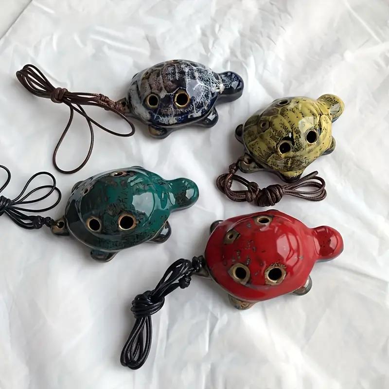 Product Introduction of 1pc Small Turtle Pottery Flute Cartoon Pottery Flute Puzzle Kiln Transformation Series 6-holes Pottery Flute 13