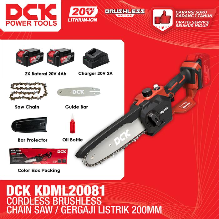 Gambar DCK Cordless Brushless Chain Saw / Gergaji Baterai 200mm / Mesin Gergaji Rante / Rantai Gergaji KDML20081 dari DCK Power Tools Indonesia Kota Administrasi Jakarta Barat Tokopedia