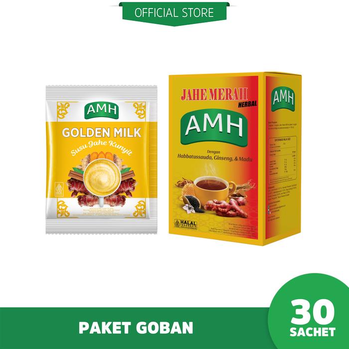 Gambar paket GOBAN ( 10 Sachet Golden Milk + 20 Sachet Jahe Merah Herbal ) dari AMH Official Shop Kota Administrasi Jakarta Barat Tokopedia