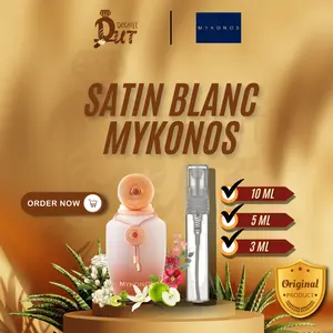 Decant Mykonos Satin Blanc 1ml 3ml 5ml 10ml – Wangi Mewah Apel & Teh Melati, Nuansa Creamy Vanilla & Amber | Parfum Clean Girl | Tahan Lama 100% Original Parfume