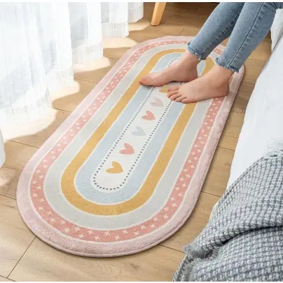 TOKOMUDA Karpet Bulu kamar Keset Cashmere Aesthetic Anti slip 120x50cm Motif Unik Keset Kamar Ruang 7