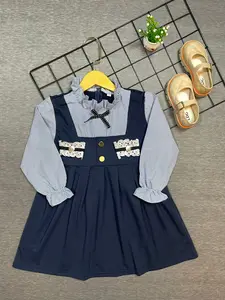 DRESS FASHION ANAK DARI FILOBEE WARNA NAVY MOTIF RUFFLE LENGAN PANJANG Fashion