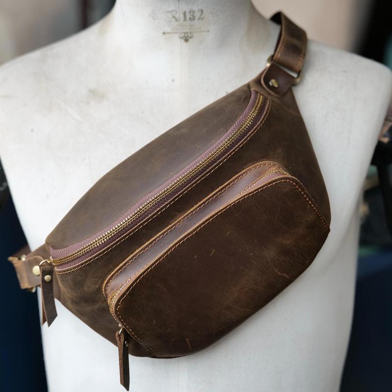 Túi Đeo Chéo Bao Tử 2 Ngăn Da Bò Sáp - January Classic