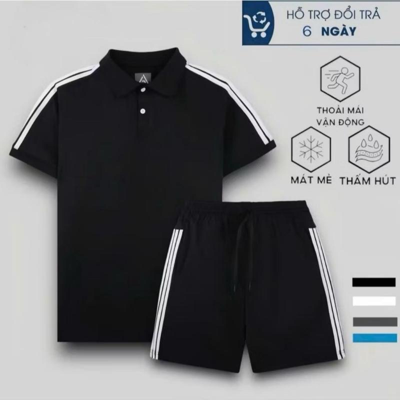 Bộ quần áo nam thể thao chất POLYESTE POLO có XXXL tới 95kg túi kéo thanh lịch, co giãn, mát mẻ MÃ SỐ QR5