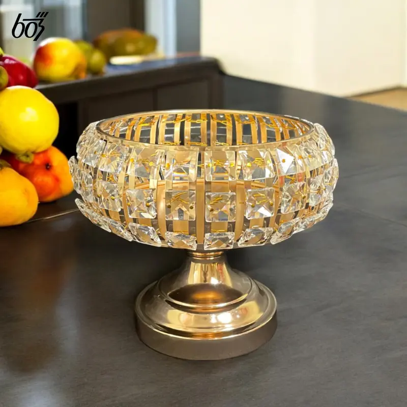 [COD] 603Store Tempat Penyimpan Serbaguna / Hiasan Ruangan / Toples Penyimpanan PERMEN Crystal. Emas 3
