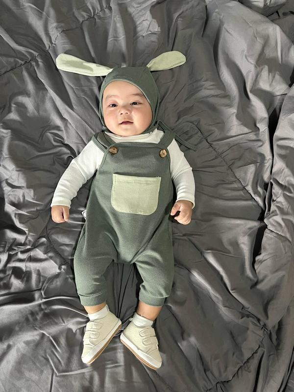 Mioubaby Overall Pocket Top Turtleneck Broken White / overall bayi / jumper bayi / jumpsuit bayi / playsuit bayi / romper anak / hadiah lahiran / baju anak perempuan / baju anak / waffle knit / baju anak / jumper anak / jumper bayi / jumpsuit bayi Newborn 8