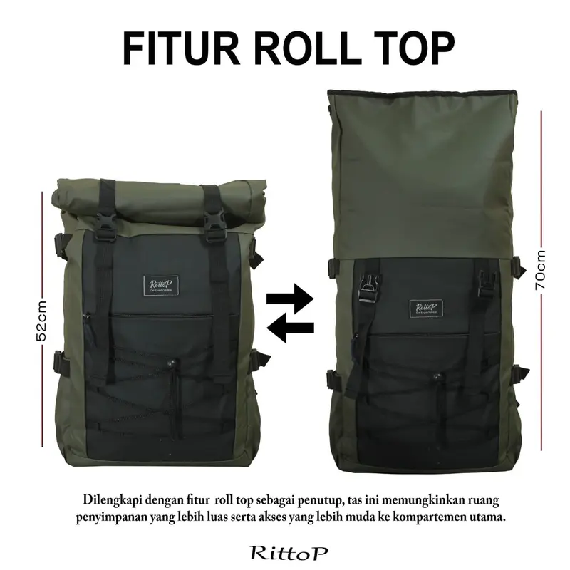 Rittop-Ransel Rittop backpack waterfroop ransel laptop pria wanita ransel kerja terlaris bestseller Hitam Sekolah 7