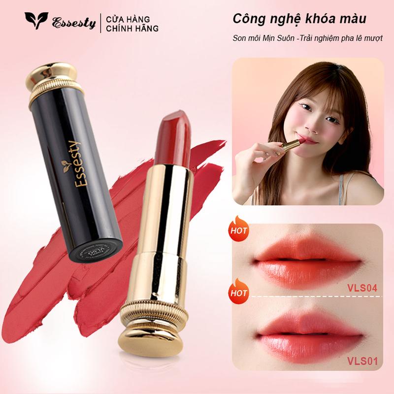 ESSESTY Pháp Son Lì Kem Velvet Chất Son Mỏng Mịn Bền Màu Mềm Mượt Trên Mô hỗ trợ dưỡng ẩm có sắc tố cao mềm mượt dễ tán Cosmetic Mỹ Phẩm Trang Điểm Son Môi Son Kem Women Nữ 3g