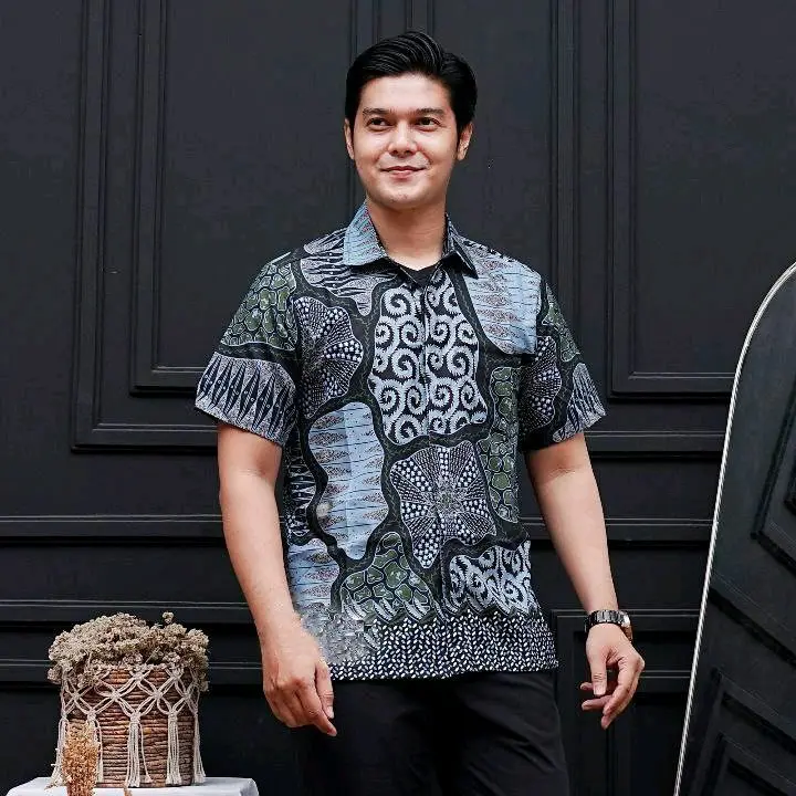 hem batik pendek cowok dewasa baju batik kerja kantor size M L XL XXL