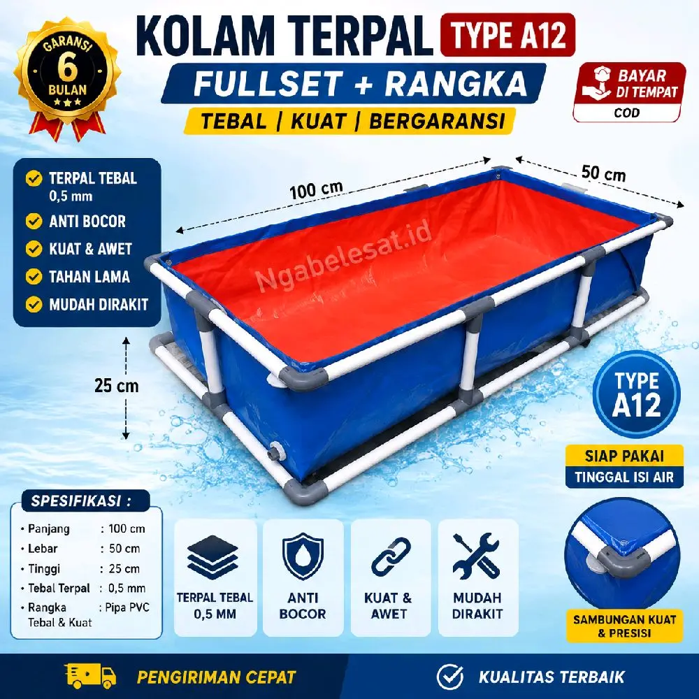 Kolam Terpal Ikan Full Set Rangka / Kolam Ikan Terpal 1 Set Lengkap