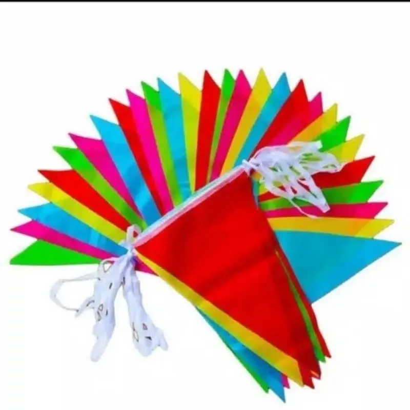BENDERA KAIN SEGITIGA RENTENG PER 5 m / BENDERA RENTENG BUNTING FLAG /bendera Umbul umbul renteng merah putih dan warna warni