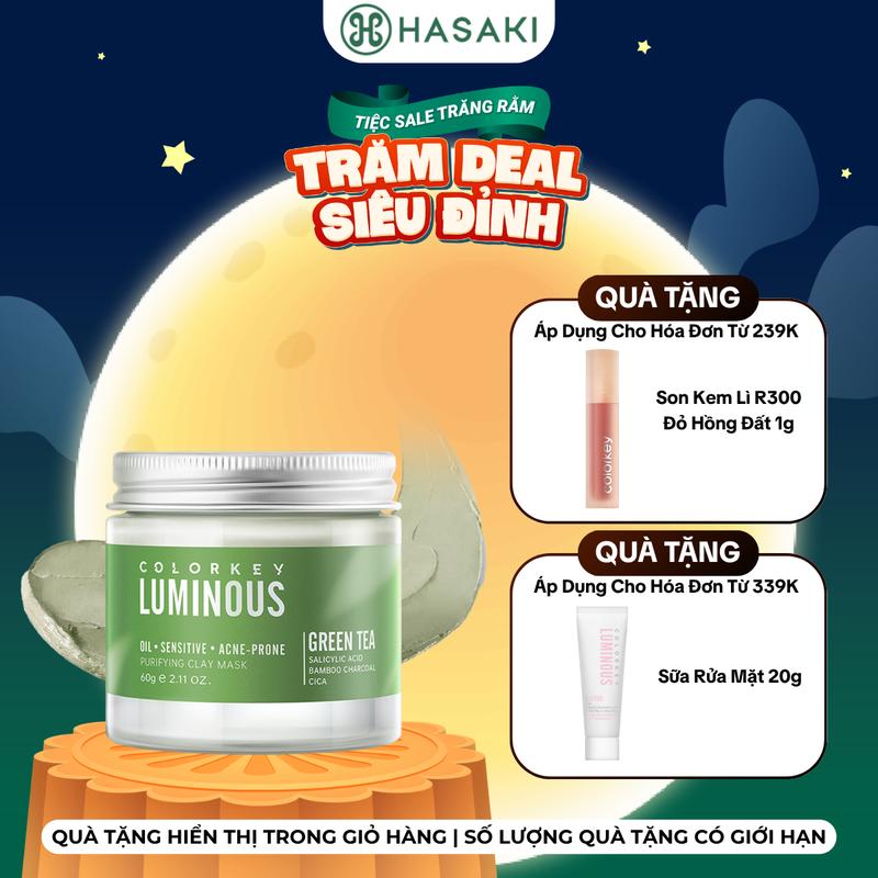 [HÓA ĐƠN 239K TẶNG SON KEM LỲ 1G] Mặt Nạ Bùn Colorkey Trà Xanh Cho Da Dầu Mụn 60g | HASAKI BEAUTY