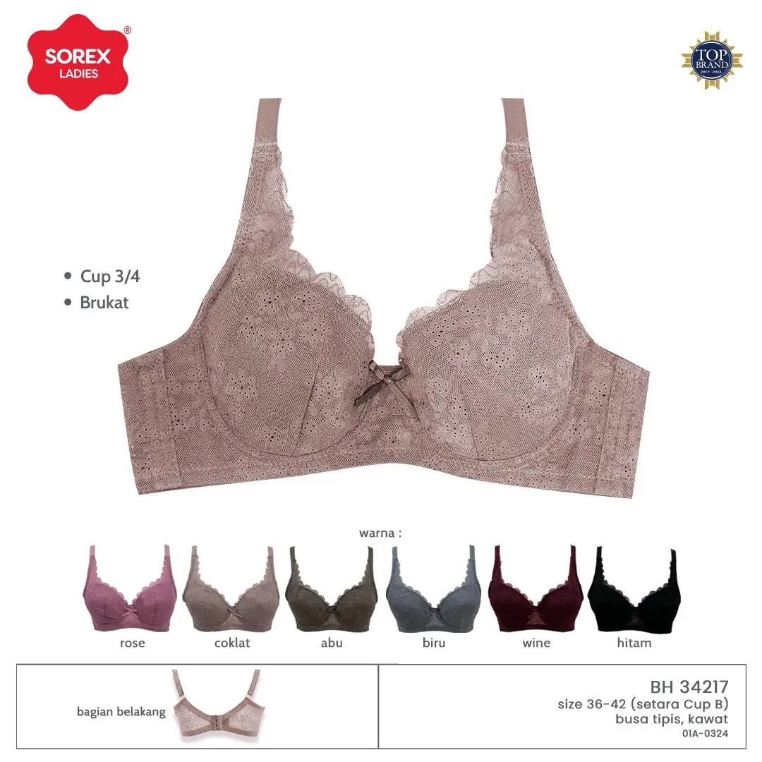 Bra Sorex 34217 Dewasa Tanpa busa Berkawat Nyaman Bh Wanita Renda Tipis Motif