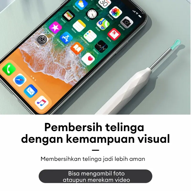【Garansi 10 tahun】Korek kuping led Pembersih Telinga bayi alat pembersih telinga WIFI ear wax 5 in 1 Stainless steel besi earwax Senter  Dapat dihubungkan ke ponsel 4