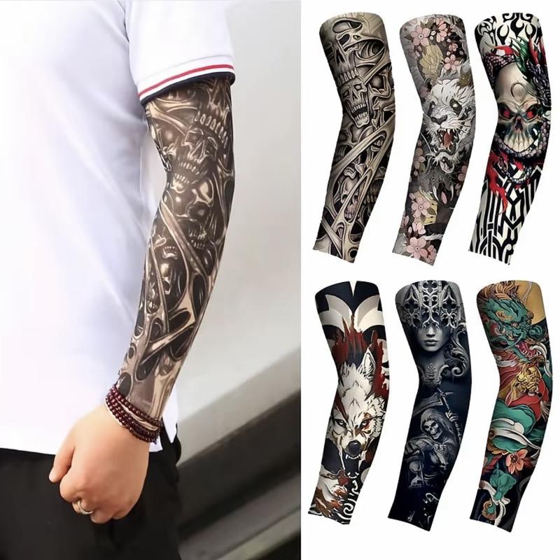 Găng tay bảo vệ cánh tay họa tiết xăm cho nam và nữ, chống nắng làm mát, họa tiết cá chép và hoa, lý tưởng cho đi xe đạp, hoạt động ngoài trời và thời trang