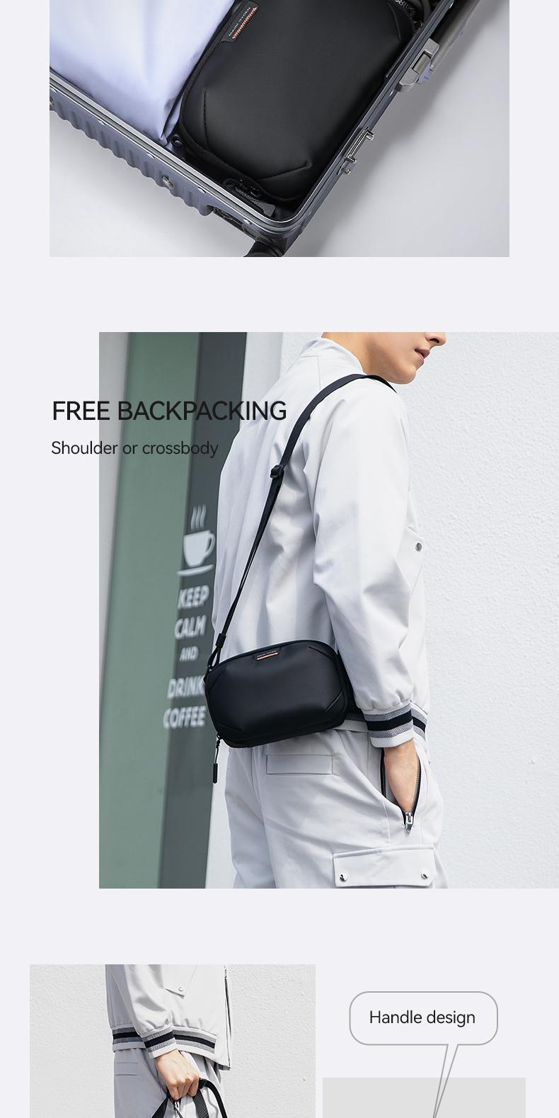 Product Introduction of MARK RYDEN single-shoulder crossbody bag, travel storage bag, detachable shoulder strap, chest bag, small backpack for outdoor cycling, fashionable and casual, individual and simple, water-repellent fabric, festival gift 3