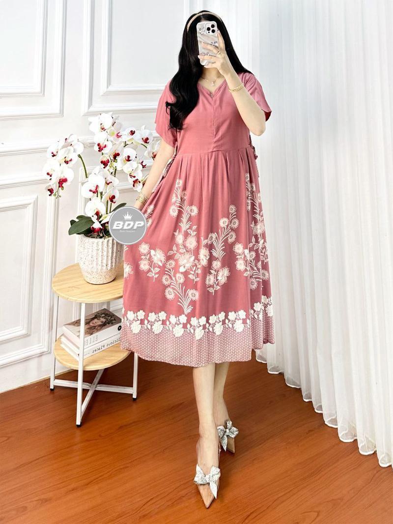 Product Introduction of Daster Chibi Luna Rayon Premium Grade A Tebal halus adem murah busui resleting bumil dress homedress Wanita Midi Motif Kimono Pendek Tidur Panjang tali samping 13
