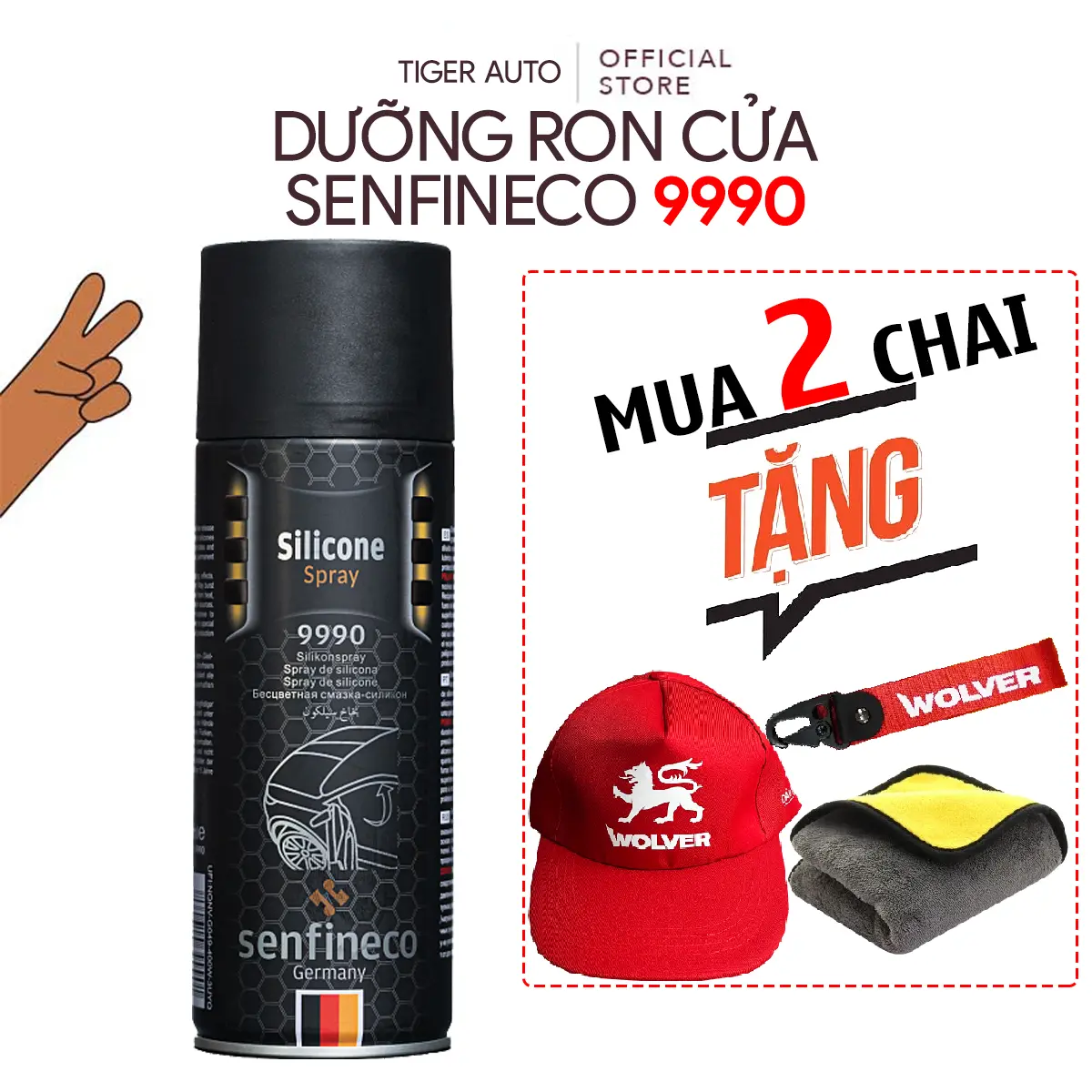 Senfineco 9990 Silicon Spray 450ml, Chai Xịt Dưỡng Ron Cao Su, Gioăng Cửa Oto, Nhập Đức