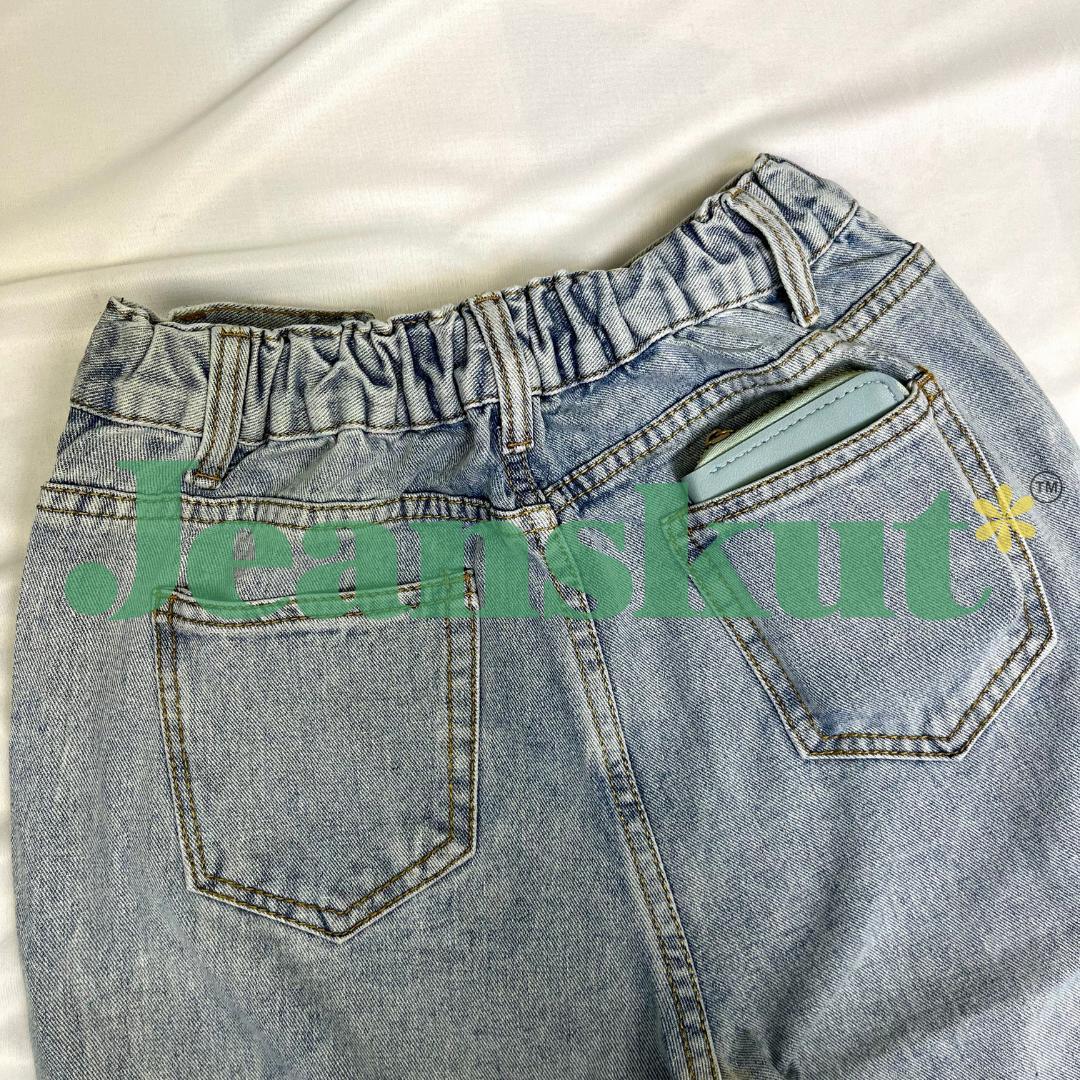 JK-Celana Spring and Autumn Women's Loose Straight Leg High Waist Versatile Slim Jeans Highwaist Adjustable Dua Kancing Samping