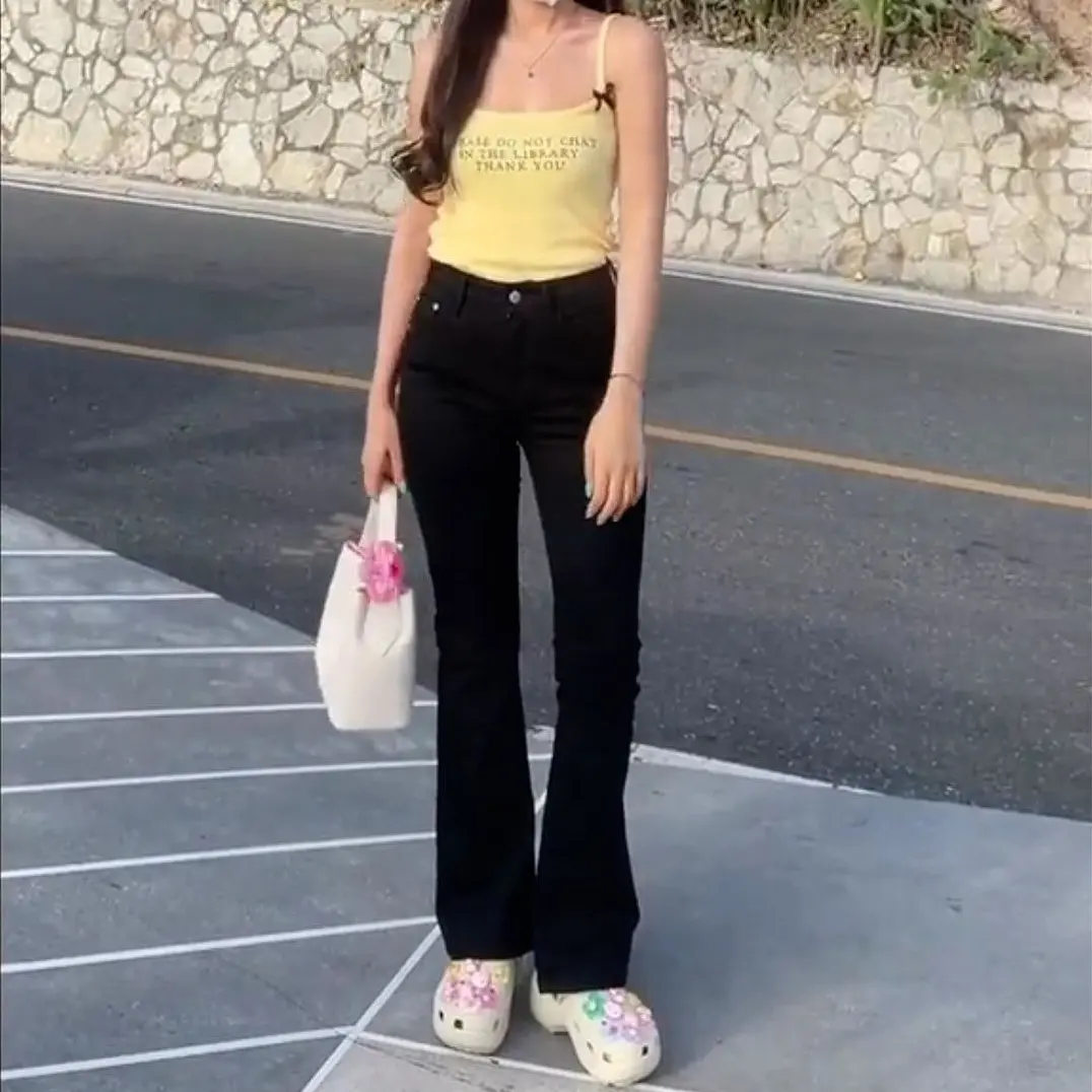 High Waist Jeans Streach Wanita Cutbray || Korean Style Straight Loose Cutbray Wanita Premium || Cutbray Jeans Wanita Bahan Melar Panjang Tebal Celana Cewek Dewasa Hitam
