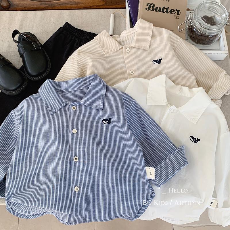 Áo sơ mi kẻ cho bé trai phong cách Hàn Quốc chất liệu thô mềm cho bé từ 9kg-20kg