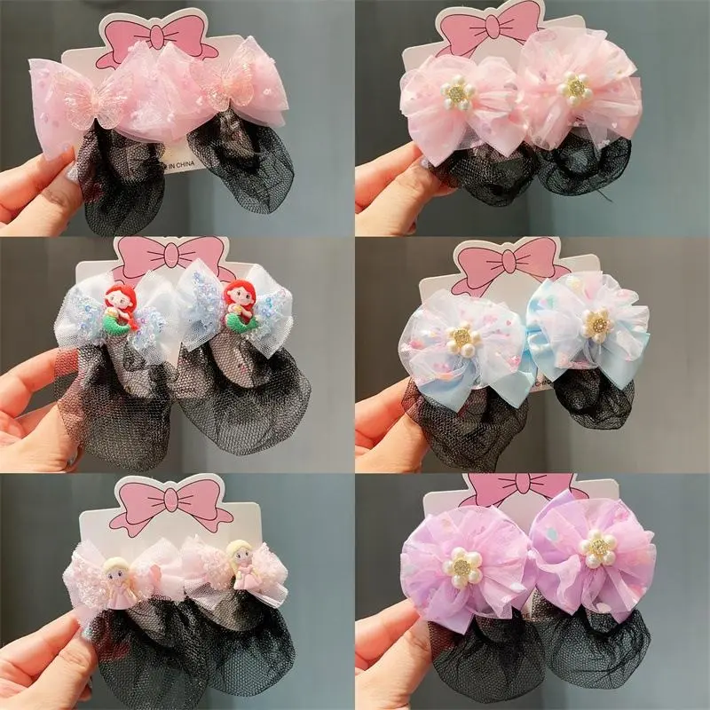 Jepit Rambut Jaring Net Pita Lucu 1 pasang Hairnet Anak Cantik Cepol Sanggul Lucu HC-343