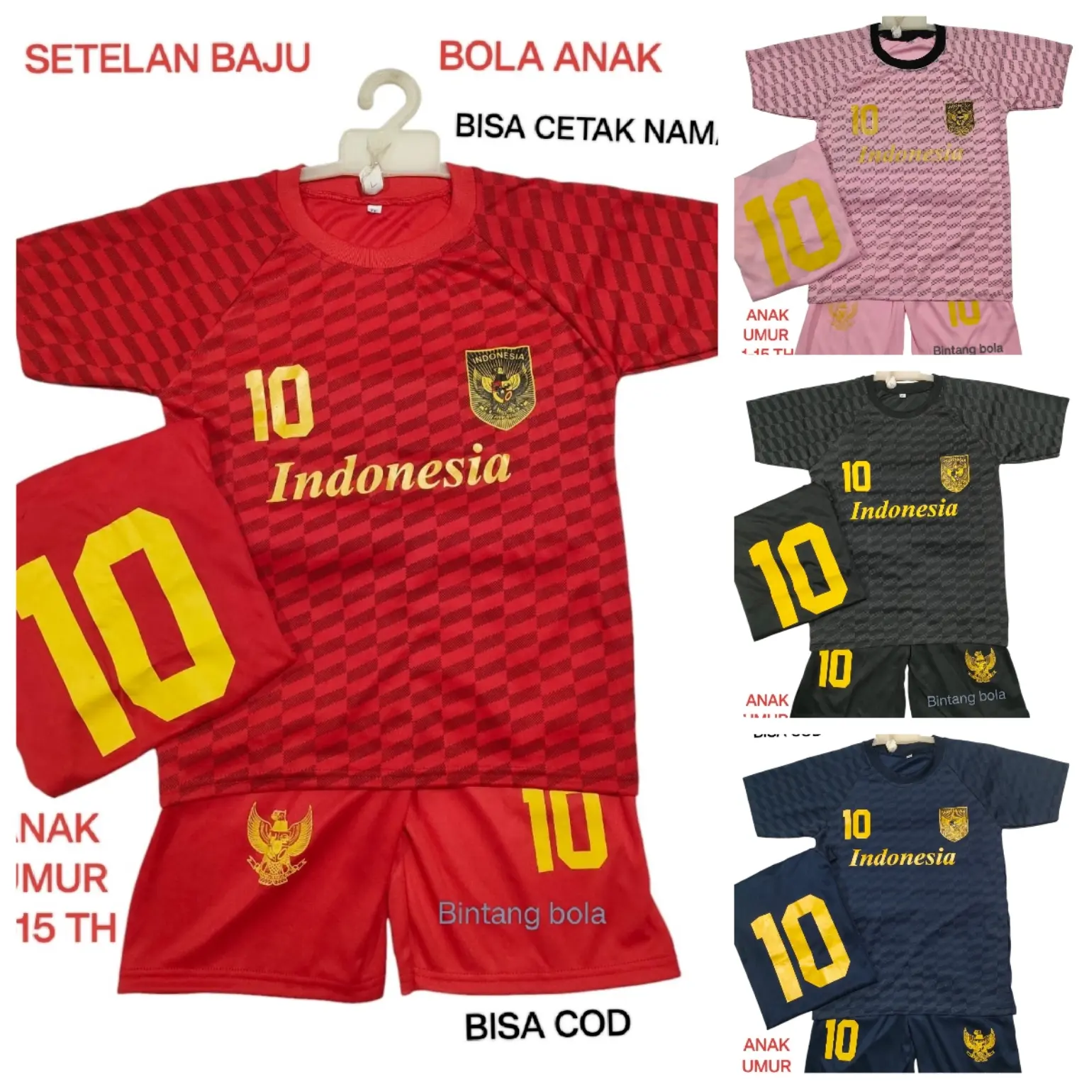 SETELAN BAJU BOLA ANAK/JERSEI BOLA /OLAHRAGA/BISA CETAK NAMA & NO