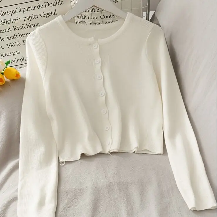 Bailey Cardy Cardigan Basic Crop Top Angela Knitwear Wanita Korean Style Tangan Panjang 1