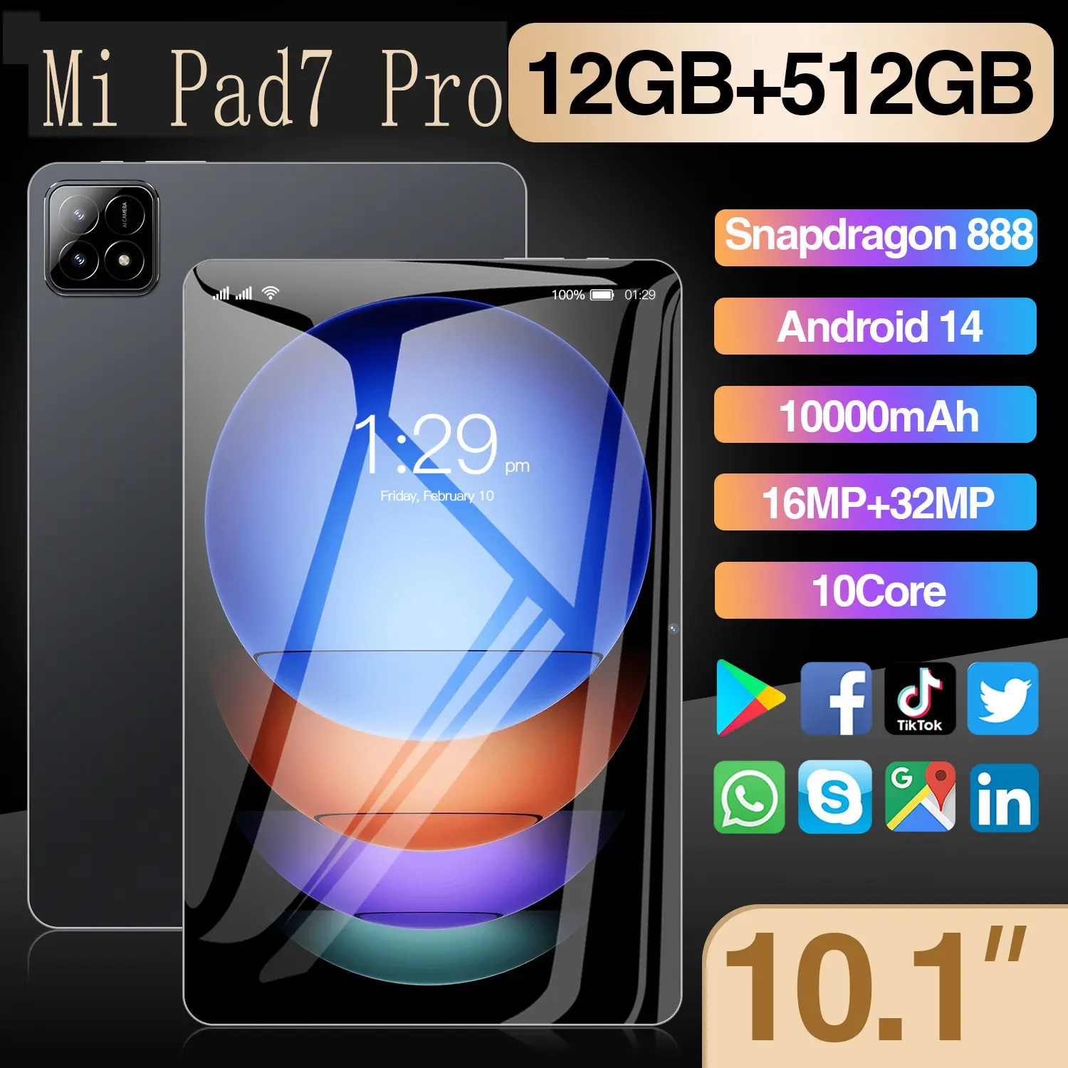 2025 New product Pad7Pro 16GB+1TB Tablet