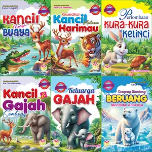 Paket 6 buku cerita kancil kura² gajah beruang