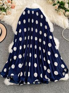 Falda plisada casual para mujer, patrón de lunares, perfecta para ir al trabajo y fiestas, falda elegante hasta la rodilla para uso diario