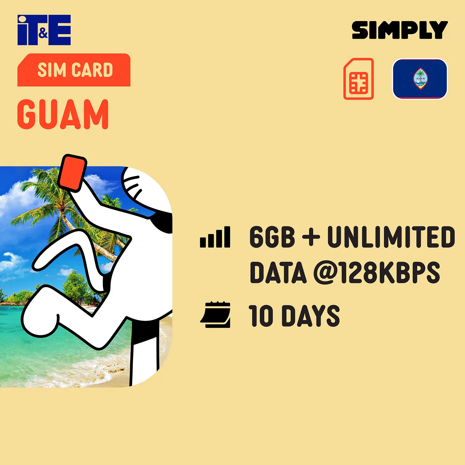 [Guam] 10 Days 6GB(4G) + Unlimited Data SIM Card | Plug and Play | No Registration Required