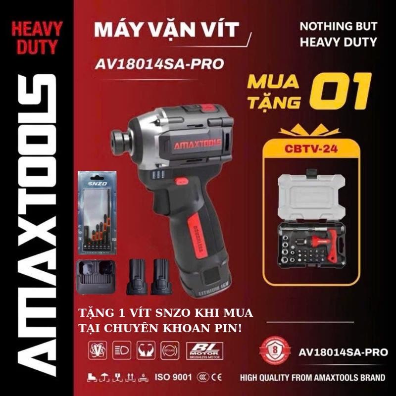 [tặng bộ vít 5 món]và [1 bộ 24 chi tiết ] chuyên vít có búa AMaxtools AV18014sa-PRO 16v lực siết 180Nm chuyên làm thạch cao , nhôm kính