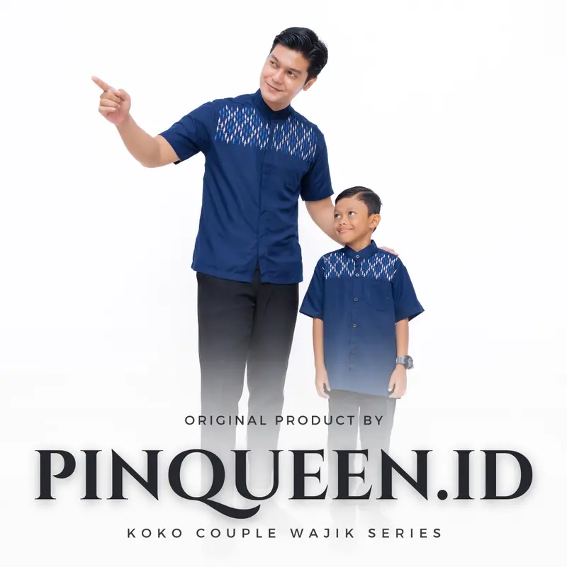 Satu Set Baju Koko Couple Ayah Dan Anak Laki Laki terbaru Lengan Pendek motif Diamon 3