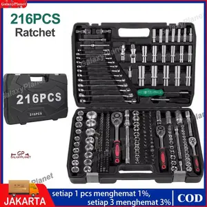 Set Kunci Sok Kunci Shock 46 pcs Mobil Motor Lengkap Socket Tool Kit Pas Ring L Motor Mobil