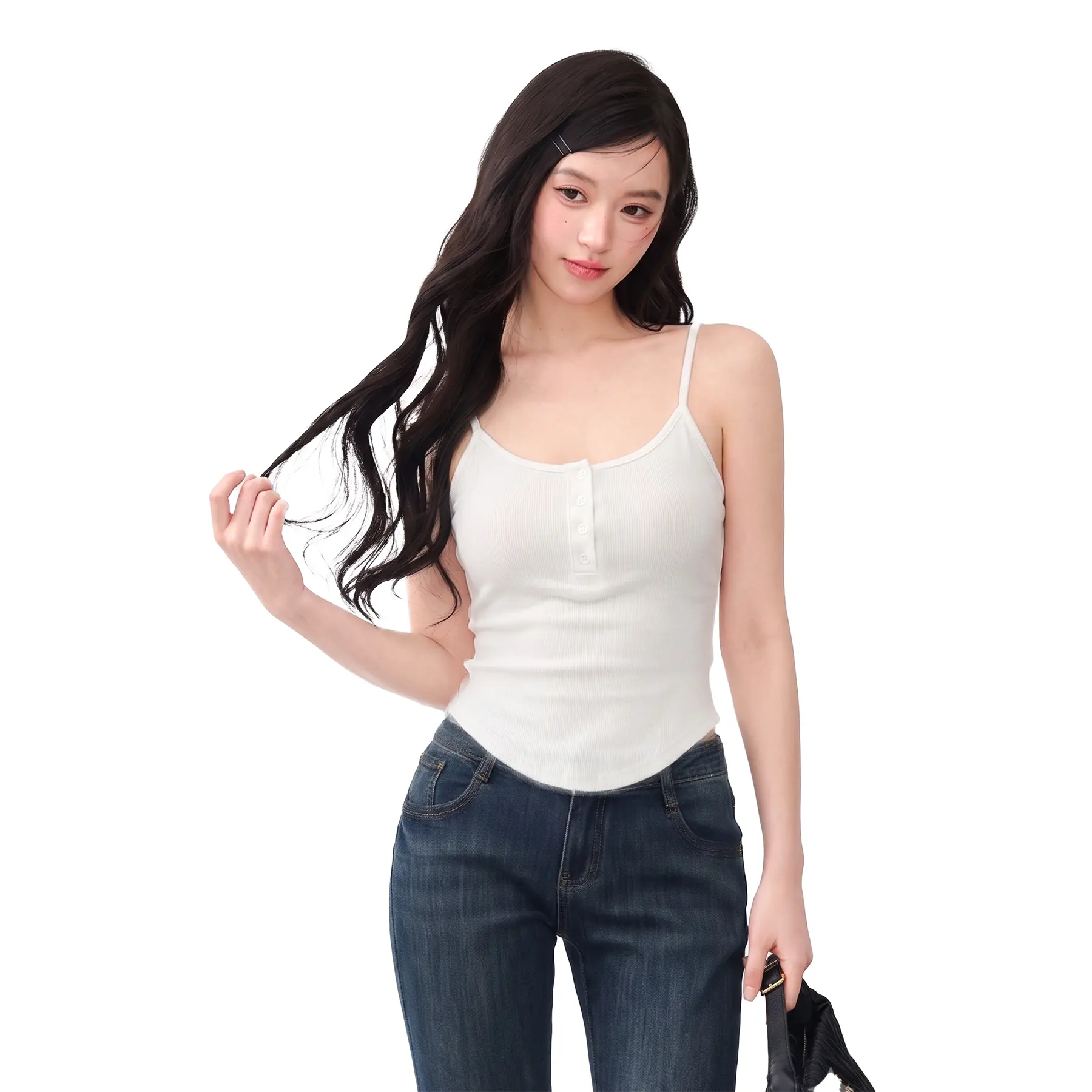 Áo 2 Dây Nữ Kiểu Vạt Bầu DaaLaa Store Phối Cúc Cài Cổ A5912