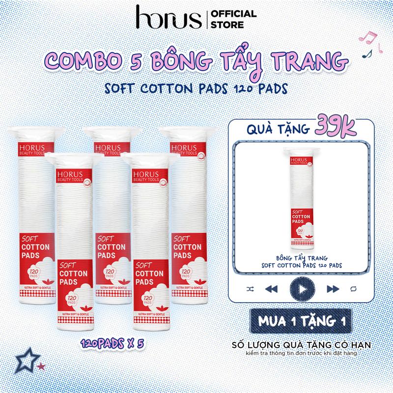 ĐỘC QUYỀN COMBO 05 bông Horus Bông tẩy trang Soft Cotton Pads 120 pads