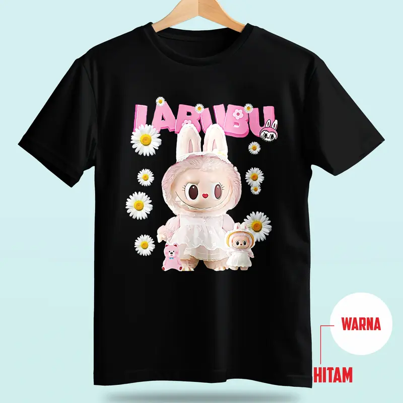 Baju Kaos couple untuk Anak dan Dewasa Labubu Bunga Premium Katun Combed 30s untuk Anak dan Dewasa, Usia 3-11 Tahun, Distro Fashion Wanita Keluarga Pasangan Motif Cewek Atasan Ibu Pendek Oblong baju labubu Setelan Panjang Sarimbit 2