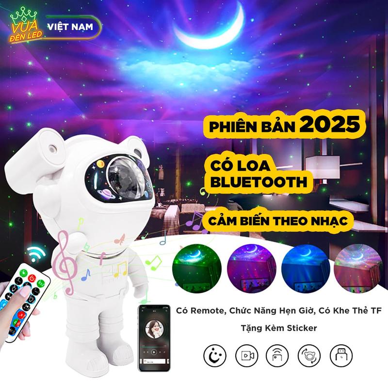 ƯU ĐÃI LIVE Đèn phi hành gia 2025 Decor phòng có loa bluetooth Đèn galaxy thiên hà chiếu trăng mây sao remote điều khiển