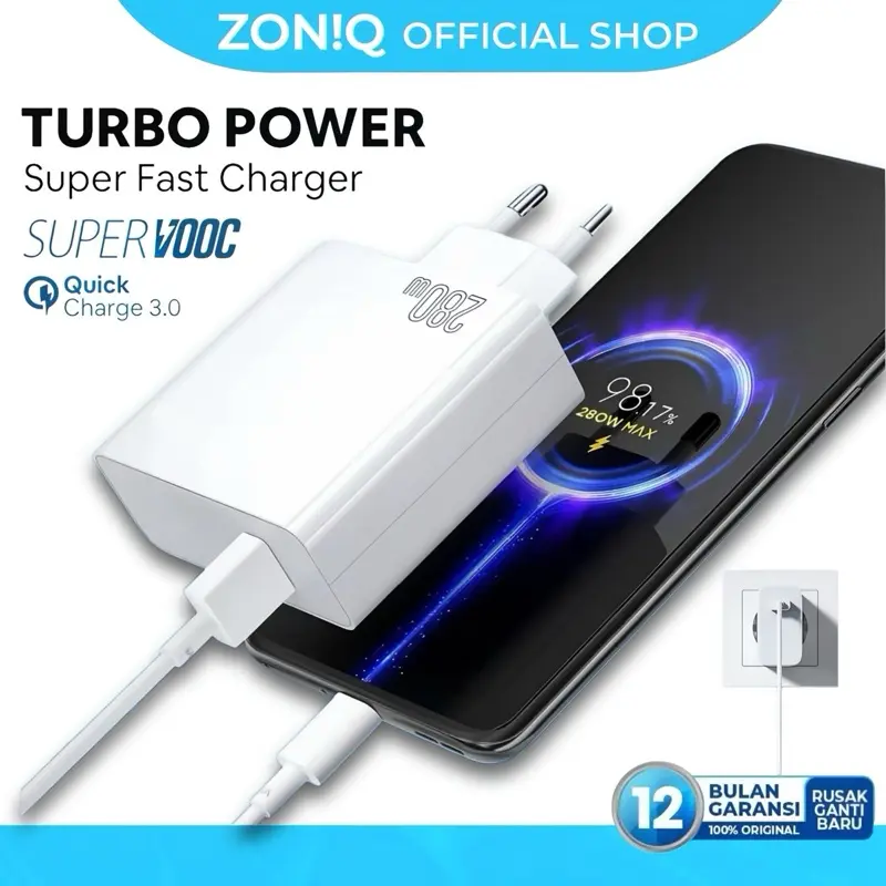 ZONIQ Charger Fast Charging 280W For Android USB Type C Micro Set Adaptor Kabel Quick Charge