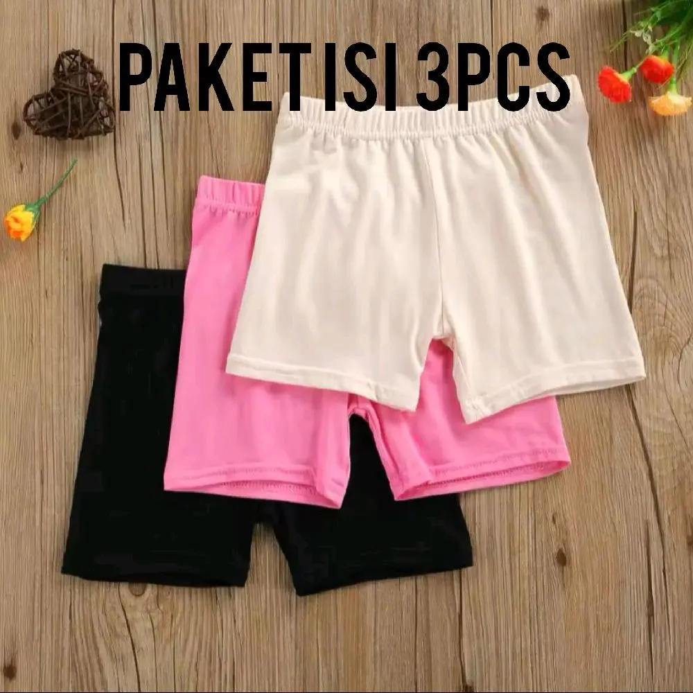 Paket ISI 3PCS Celana Legging Pendek Anak Perempuan Shortpants Hotpants TK SD Usia 3-10 Tahun
