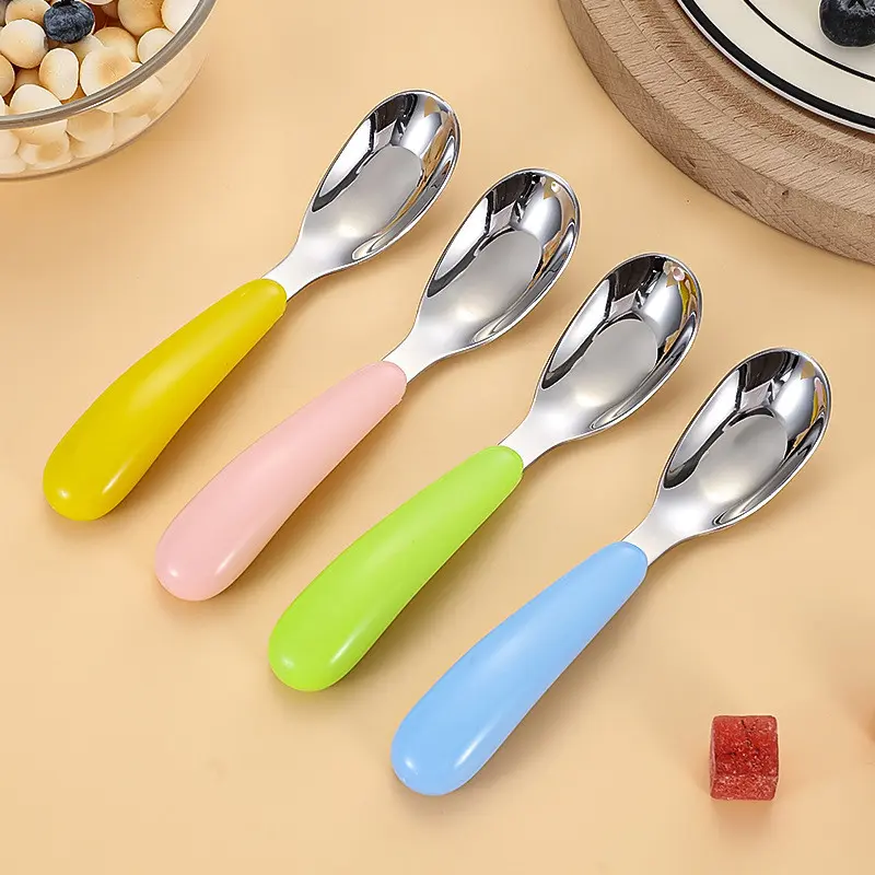 Stainless Sendok Termasuk Kotak Box Baby Spoon Portable Peralatan Makan Alat Makan Anak Travel cutenery