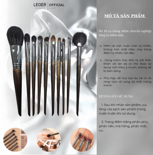 BCM_Bộ 10 Cọ trang điểm makeup lông cọ mền mịn Mỹ Phẩm Trang Điểm Nữ Cosmetic.