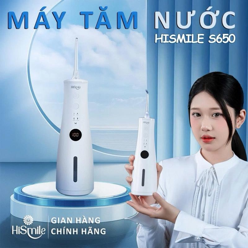 Máy tăm nước cao cấp HiSmile S650 - Chuyên cho người niềng răng, 5 chế độ, 8 mức áp lực nước