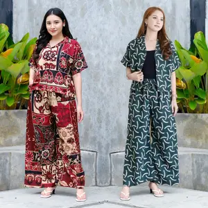 Setelan Crop Celana Kulot Outer Kerah Rayon Premium Casual Busui Kancing Santai LD110–JFboutique.id