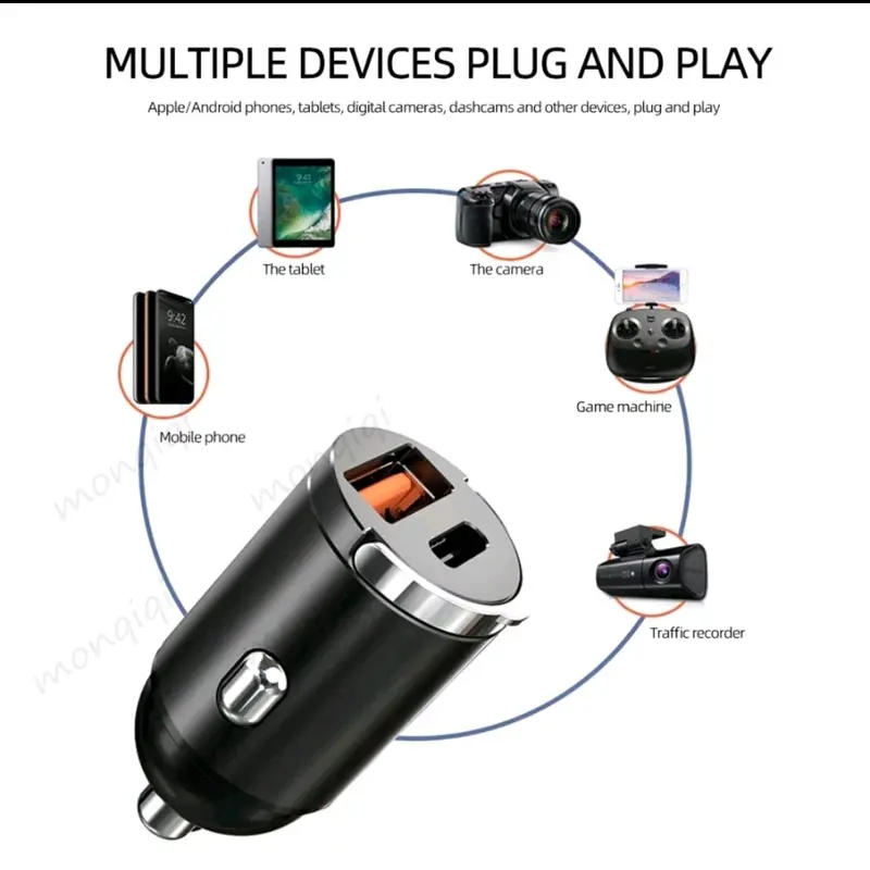 100W Pengisi Daya mobil motor cepat fast charging Tipe C 100W USB C USB charger hp motor mobil fast charging 5